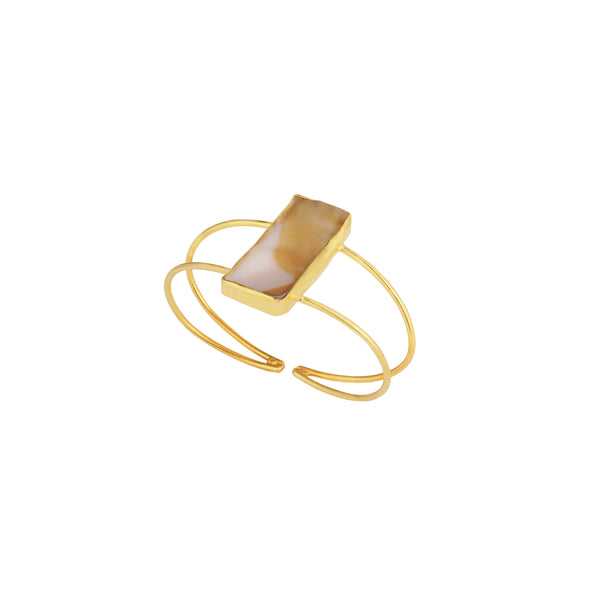 Rectangle Semi Precious Stone Bracelet: 18K Gold Plated