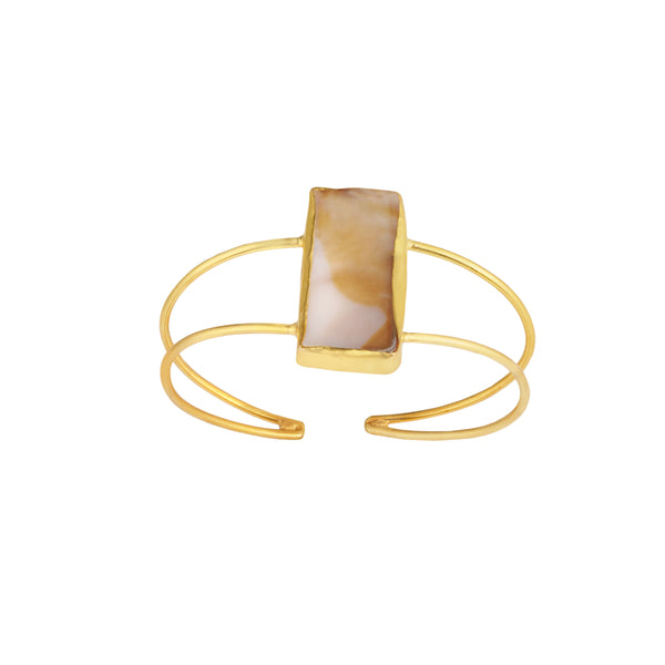 Rectangle Semi Precious Stone Bracelet: 18K Gold Plated