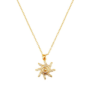 Sun Zirconia Charm Pendant: 18K Gold Plated