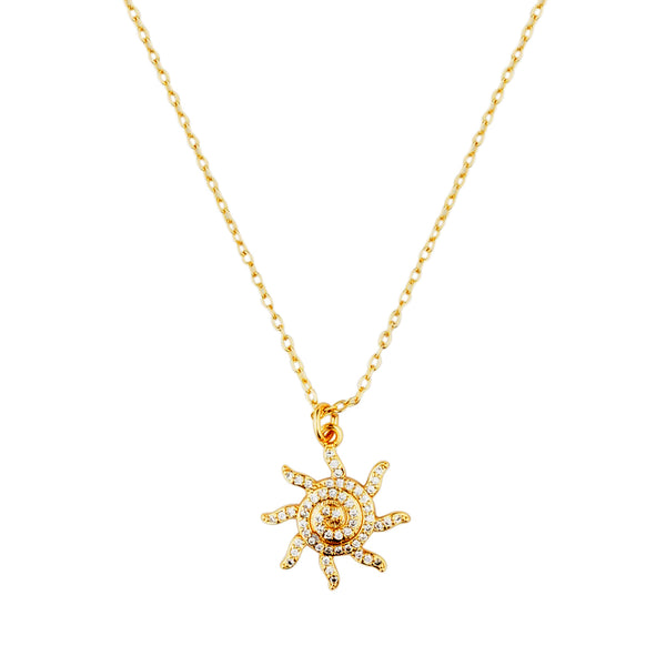 Sun Zirconia Charm Pendant: 18K Gold Plated