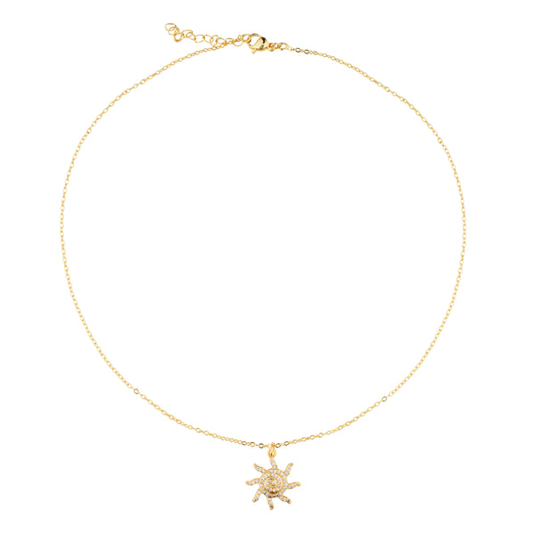 Sun Zirconia Charm Pendant: 18K Gold Plated