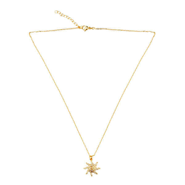 Sun Zirconia Charm Pendant: 18K Gold Plated