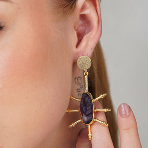 Statement Enough Black Stone Earrings: 18K Gold Plated