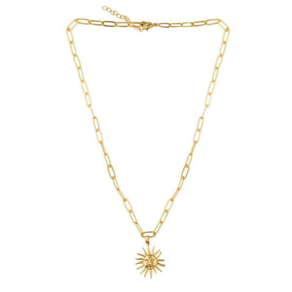 Sun Shape Aesthetic Pendant: 18K Gold Plated