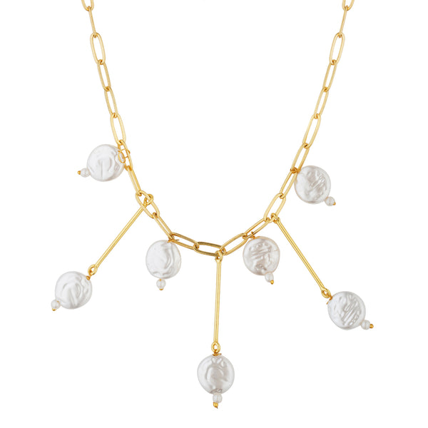 Pearly Delight Statement Necklace: 18K Gold Plated