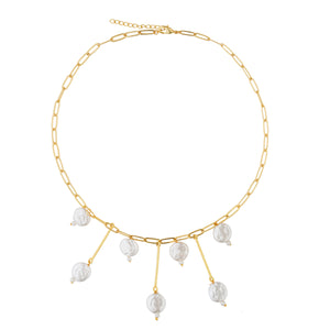 Pearly Delight Statement Necklace: 18K Gold Plated