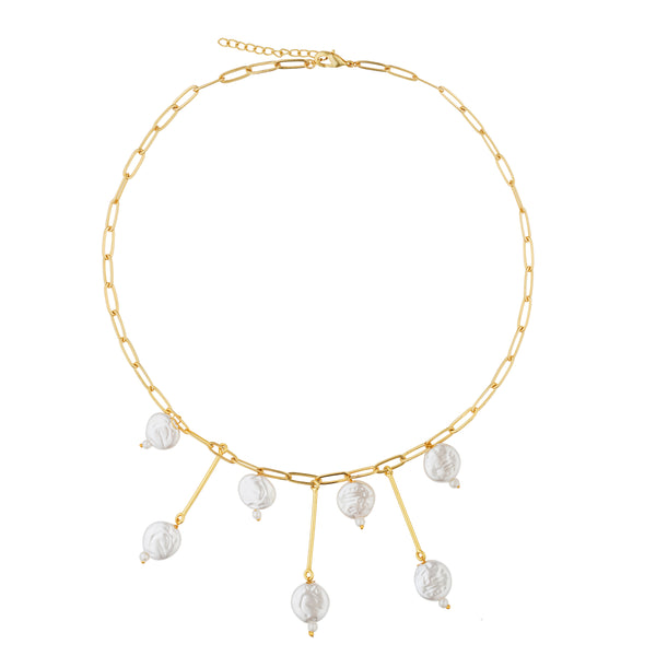 Pearly Delight Statement Necklace: 18K Gold Plated