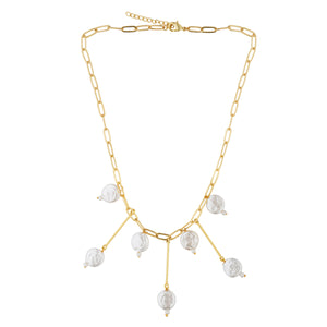Pearly Delight Statement Necklace: 18K Gold Plated