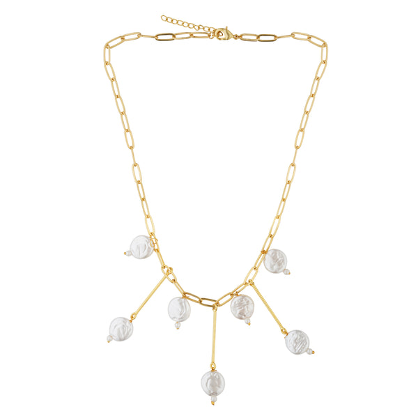 Pearly Delight Statement Necklace: 18K Gold Plated
