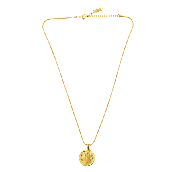 Coin Medusa Pendant Set: 18K Gold Plated