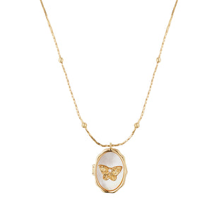 Butterfly Memorable Locket Necklace: 18K Gold Plated