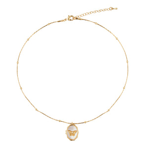 Butterfly Memorable Locket Necklace: 18K Gold Plated