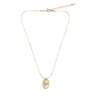 Butterfly Memorable Locket Necklace: 18K Gold Plated