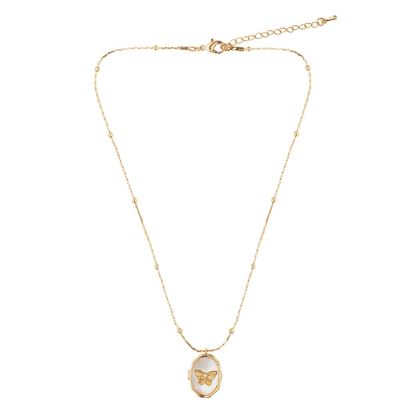 Butterfly Memorable Locket Necklace: 18K Gold Plated