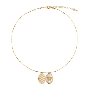 Butterfly Memorable Locket Necklace: 18K Gold Plated