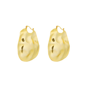 Textured Oval Earring: 18K Gold Plated