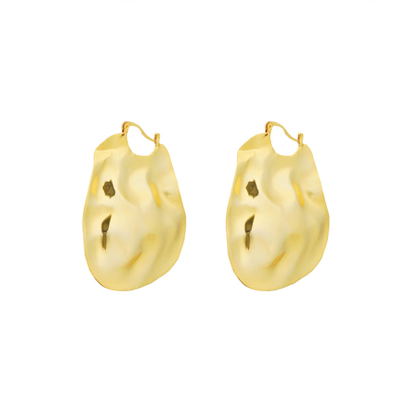 Textured Oval Earring: 18K Gold Plated