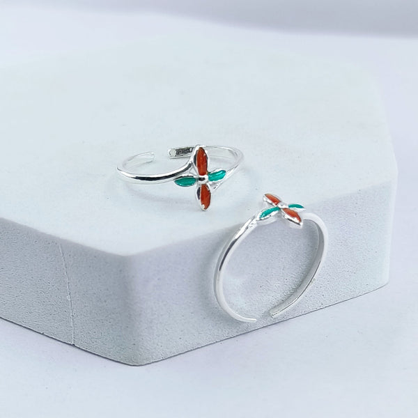 Beauty Defined Flower Adjustable Silver Toe Ring: 925 Sterling Silver