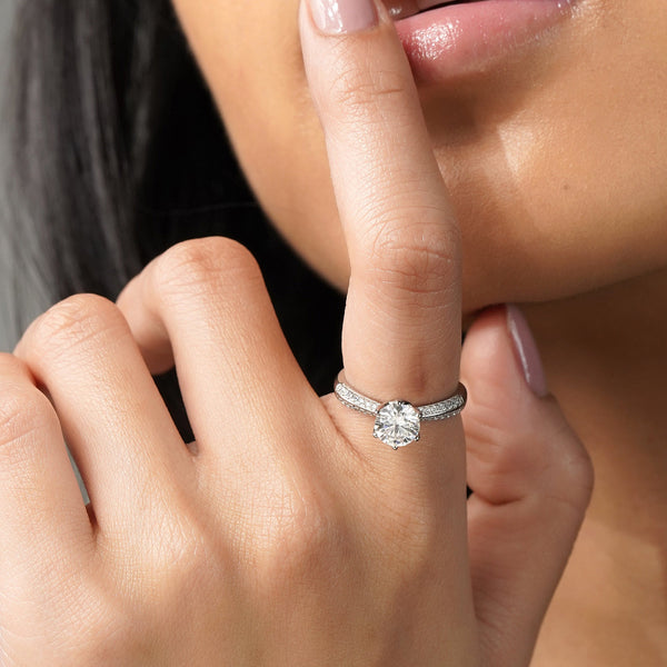 Symbolising Love Adjustable Lab Grown Moissanite Solitaire Diamond Ring 1.0 Carat