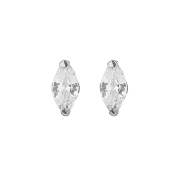 Half Crescent Silver Stud: 925 Sterling Silver