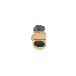 Multi Colour Three stone Adjustable Ring: 18K Gold Plated