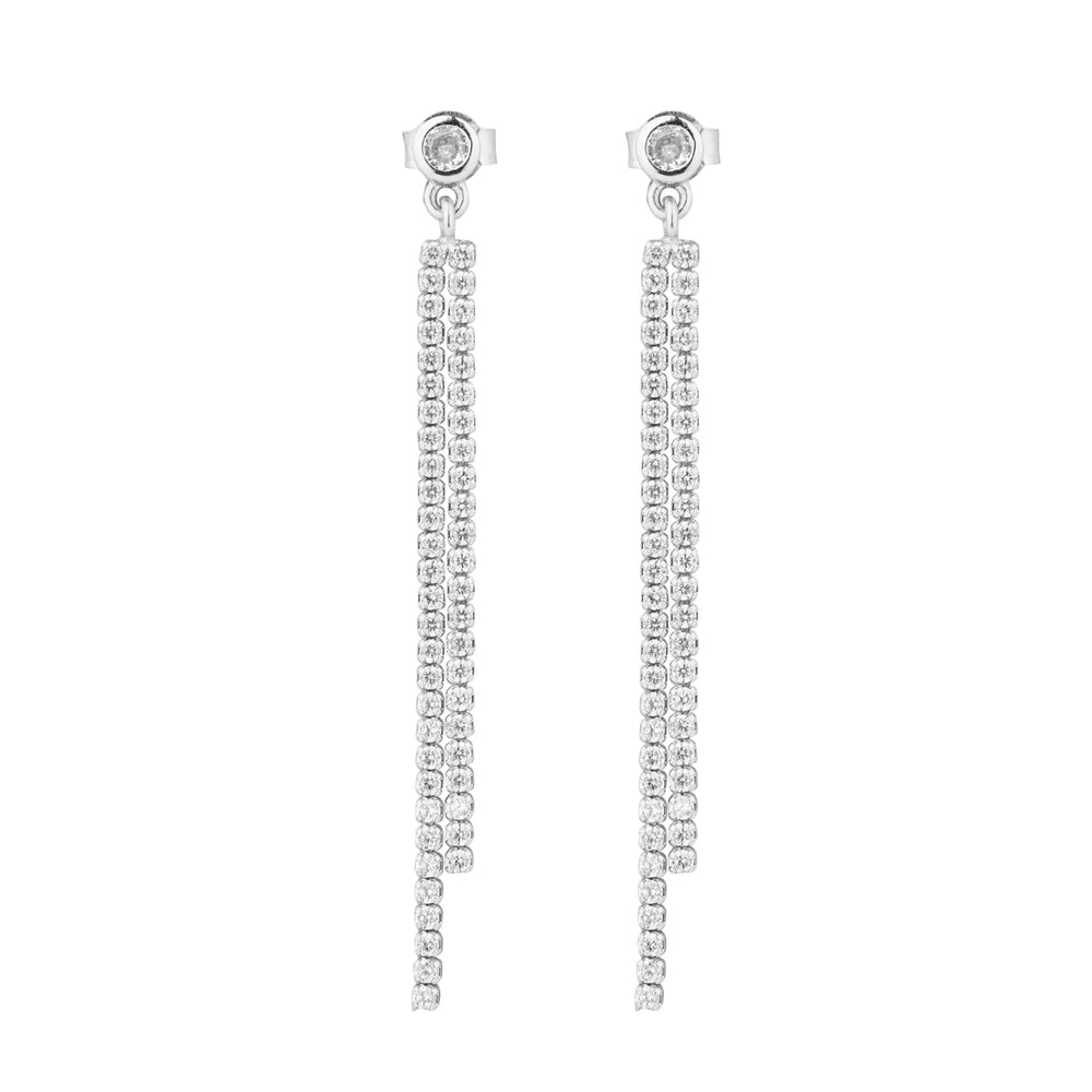 Double Layer Tennis Earrings: 925 Sterling Silver