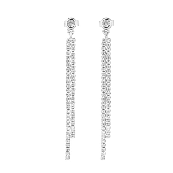 Double Layer Tennis Earrings: 925 Sterling Silver