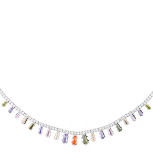 Queen Style Zirconia Stone Necklace: 925 Sterling Silver