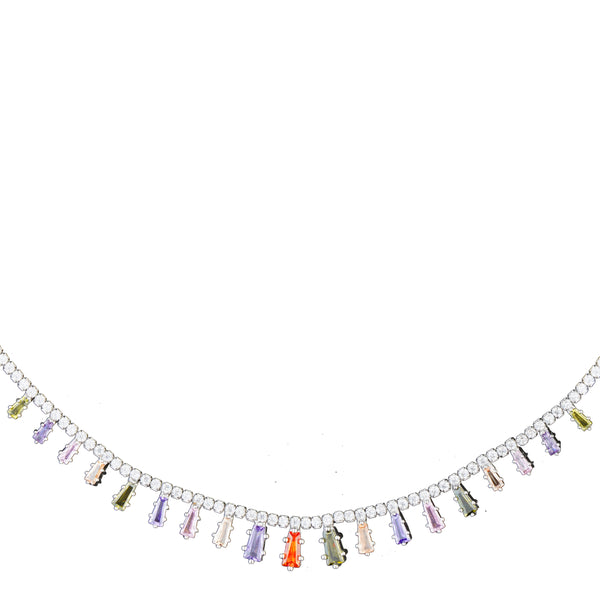 Queen Style Zirconia Stone Necklace: 925 Sterling Silver