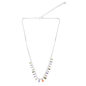 Queen Style Zirconia Stone Necklace: 925 Sterling Silver