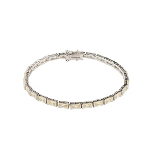 Rectangle Crystal Tennis Bracelet: 925 Sterling Silver