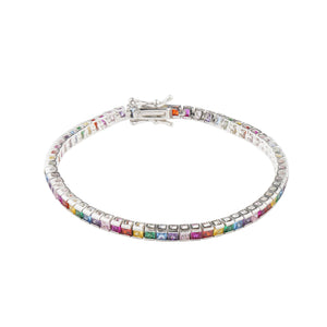 2MM Rainbow Tennis Bracelet: 925 Sterling Silver