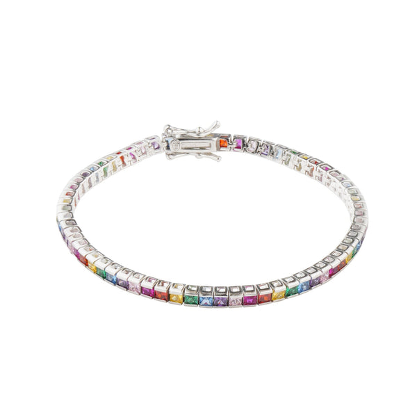 2MM Rainbow Tennis Bracelet: 925 Sterling Silver