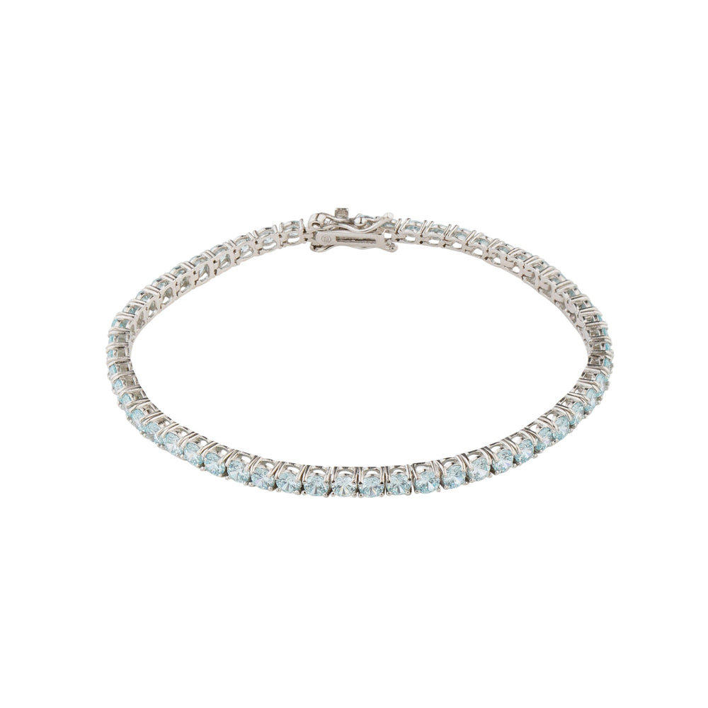 4MM Blush Blue Tennis Bracelet: 925 Sterling Silver