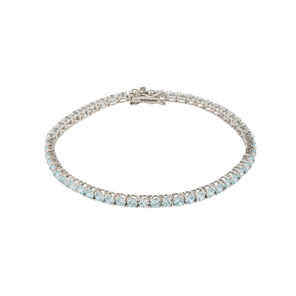 4MM Blush Blue Tennis Bracelet: 925 Sterling Silver