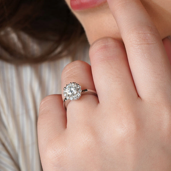 Iris Radiant Flower Moissanite Adjustable Diamond Solitaire Ring 1.0 Carat