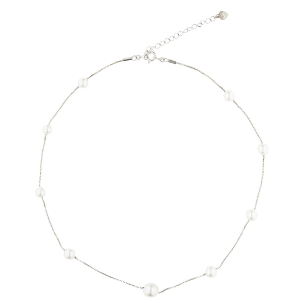 One layer Pearly Necklace: 925 Sterling Silver