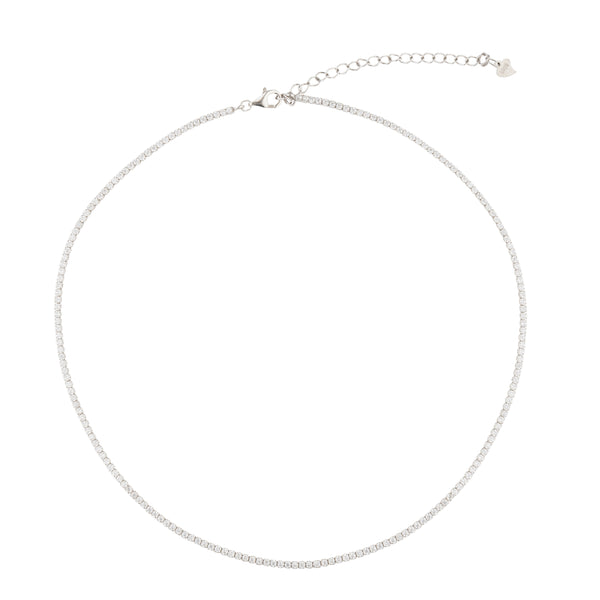 Dainty Tennis Necklace: 925 Sterling Silver