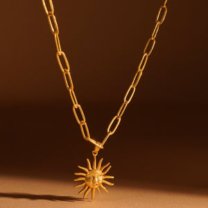 Sun Shape Aesthetic Pendant: 18K Gold Plated