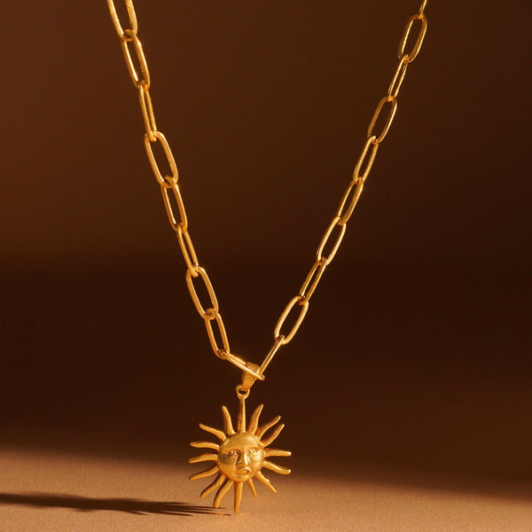 Sun Shape Aesthetic Pendant: 18K Gold Plated