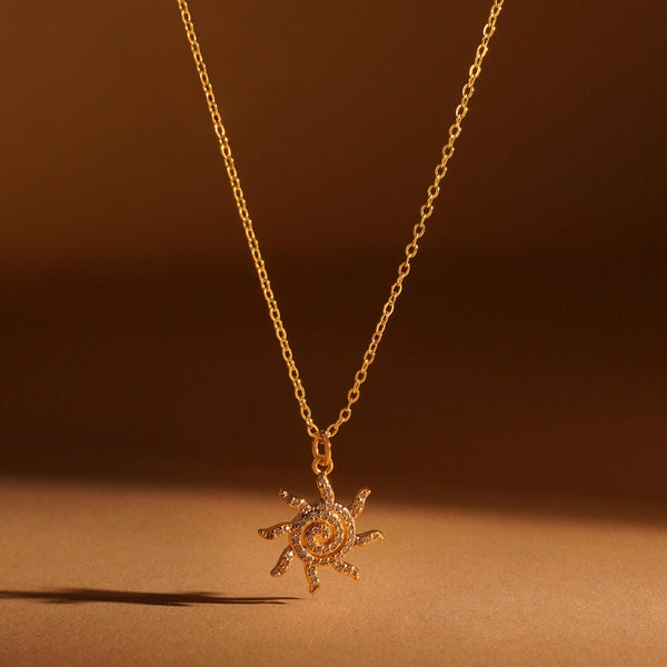 Sun Zirconia Charm Pendant: 18K Gold Plated