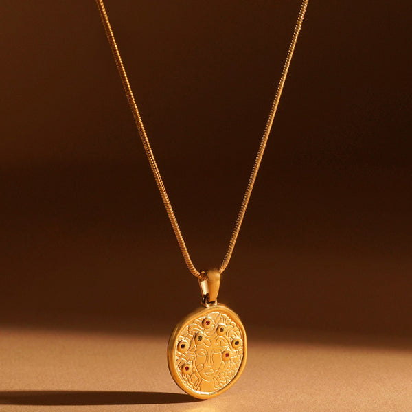 Coin Medusa Pendant Set: 18K Gold Plated