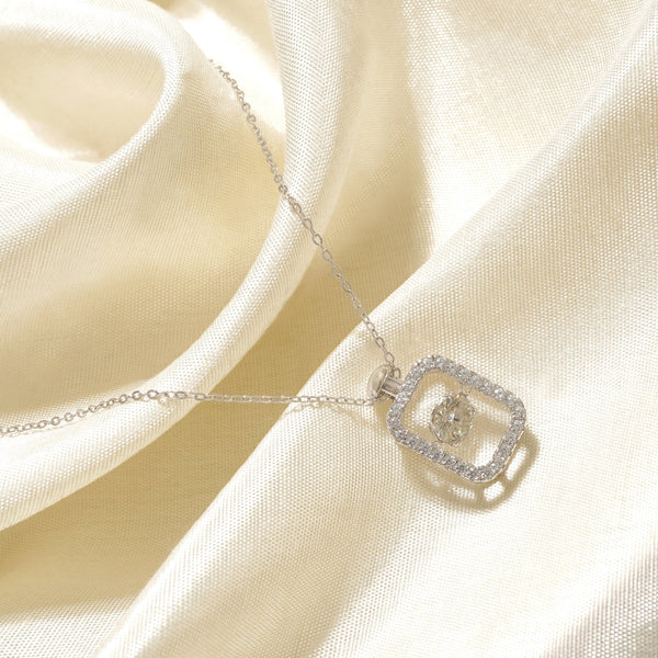 Delicate Rectangle Lab Grown Moissanite Solitaire Necklace 1.0 Carat