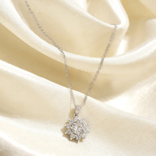 Elegant Daisy Moissanite Solitaire Diamond Necklace 1.0 Carat
