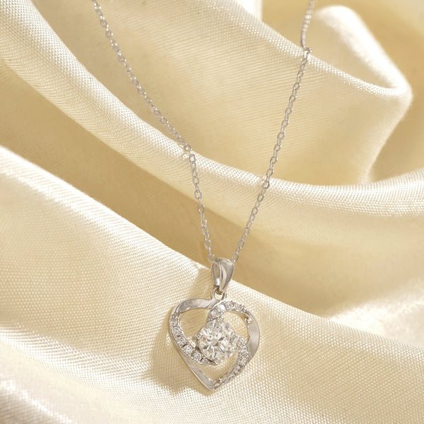 Treasure Hearts Lab Grown Moissanite Diamond Necklace 1.0 Carat