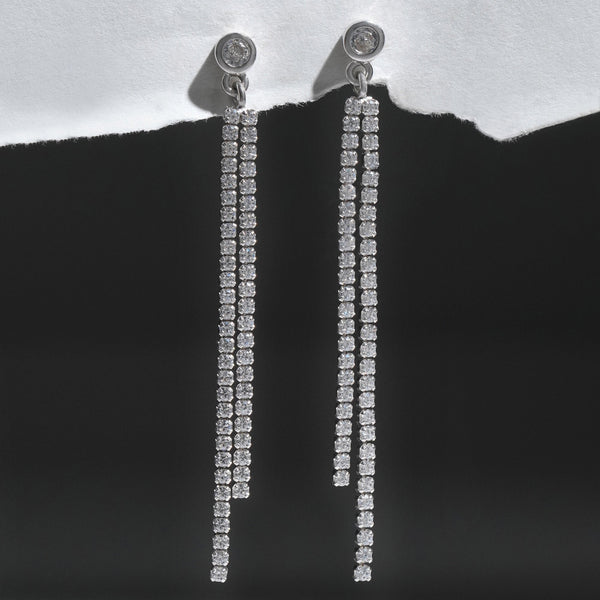 Double Layer Tennis Earrings: 925 Sterling Silver