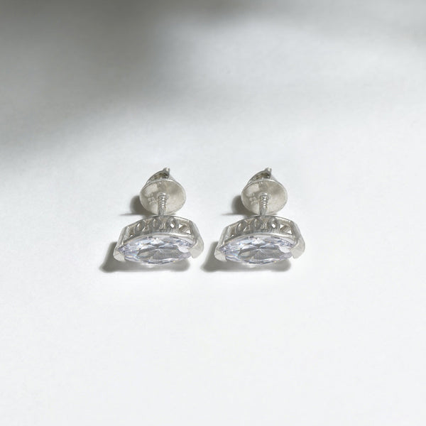 Half Crescent Silver Stud: 925 Sterling Silver