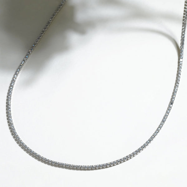 Dainty Tennis Necklace: 925 Sterling Silver