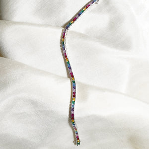 2MM Rainbow Tennis Bracelet: 925 Sterling Silver