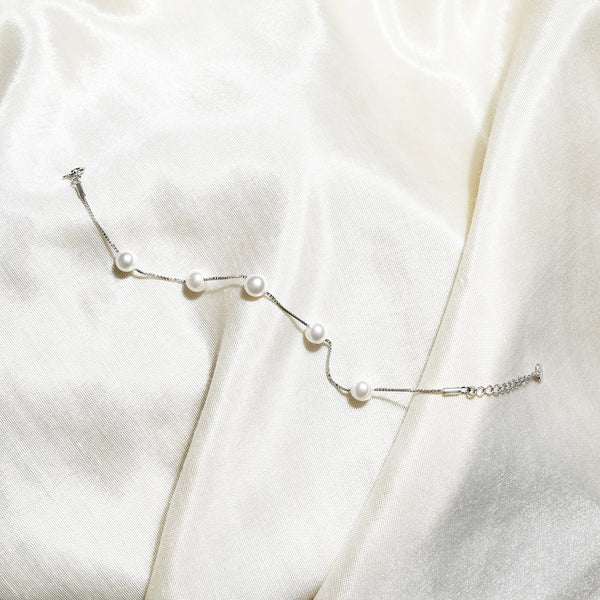 Pearly Silver Bracelet: 925 Sterling Silver